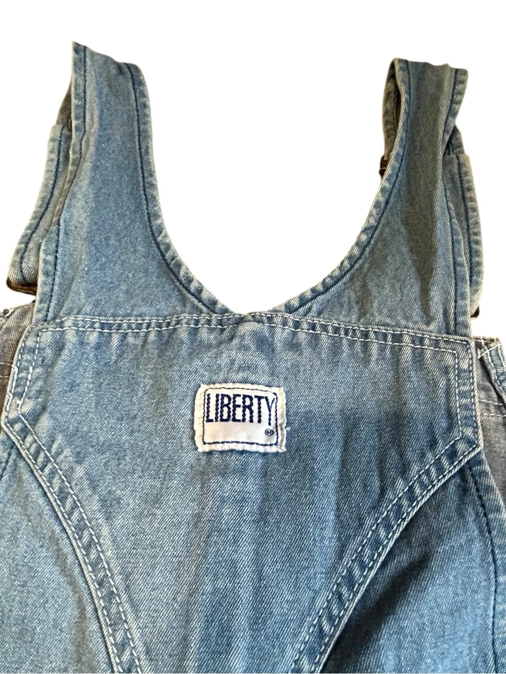 Vintage Liberty Denim Overalls Men’s 48x32 Light Wash Carpenter